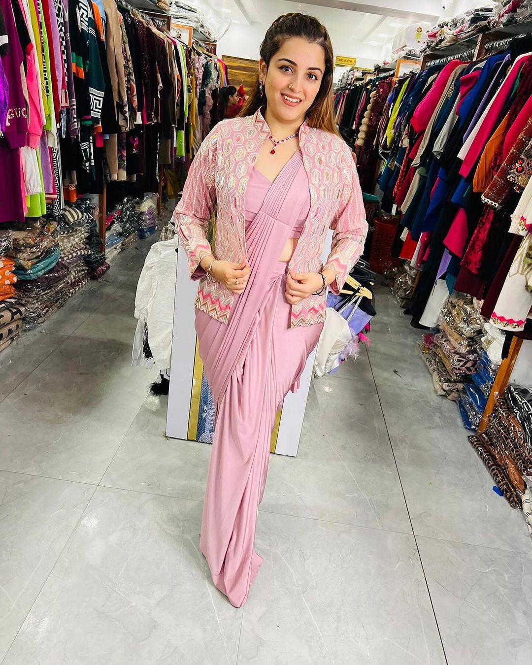 Indowestern Saree with koti blazer and blouse for wedding saree
