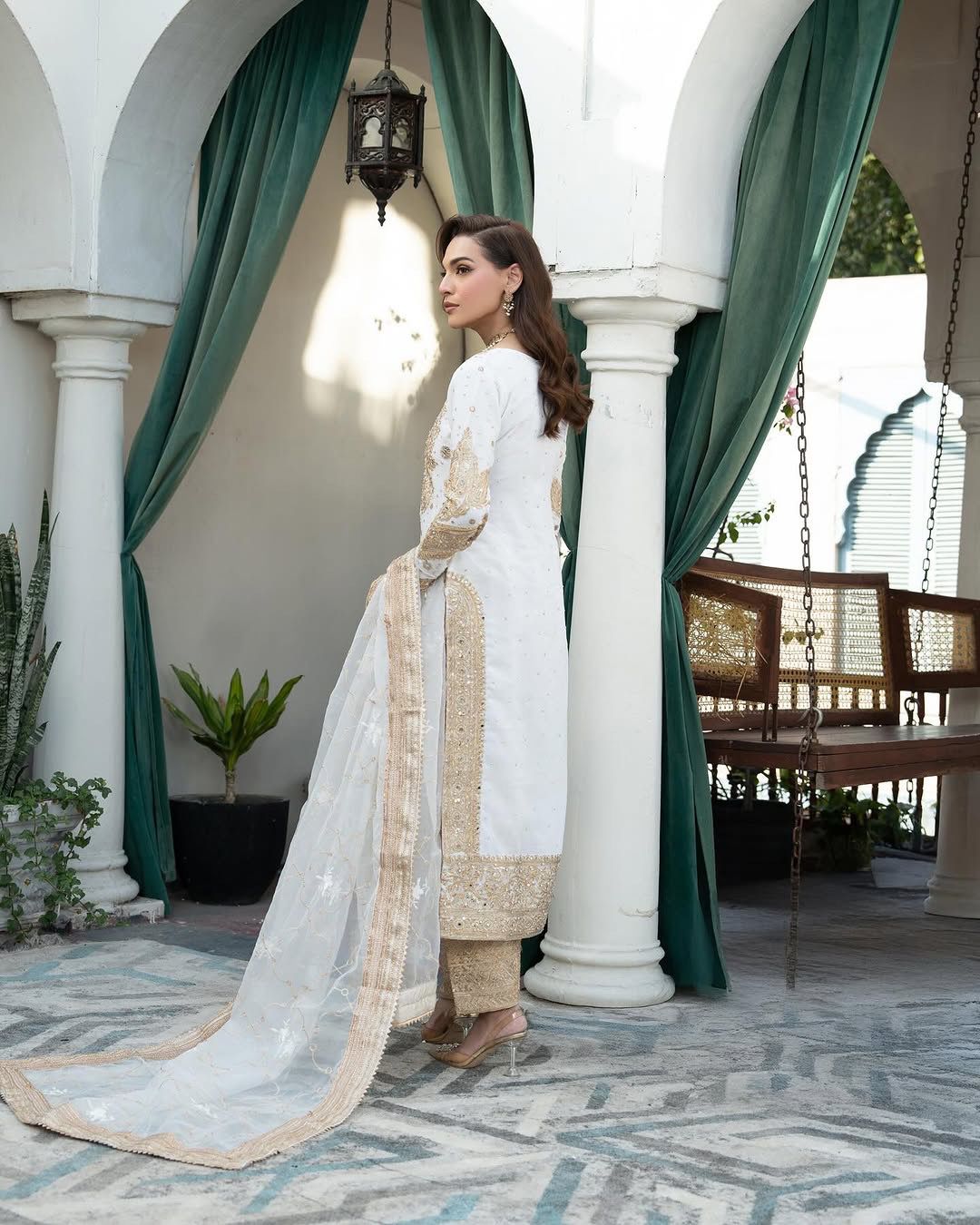 White Readymade Indian Salwar Kameez suit set dress