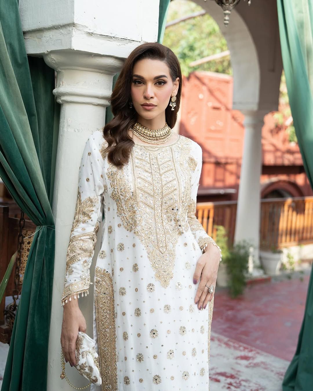 White Readymade Indian Salwar Kameez suit set dress