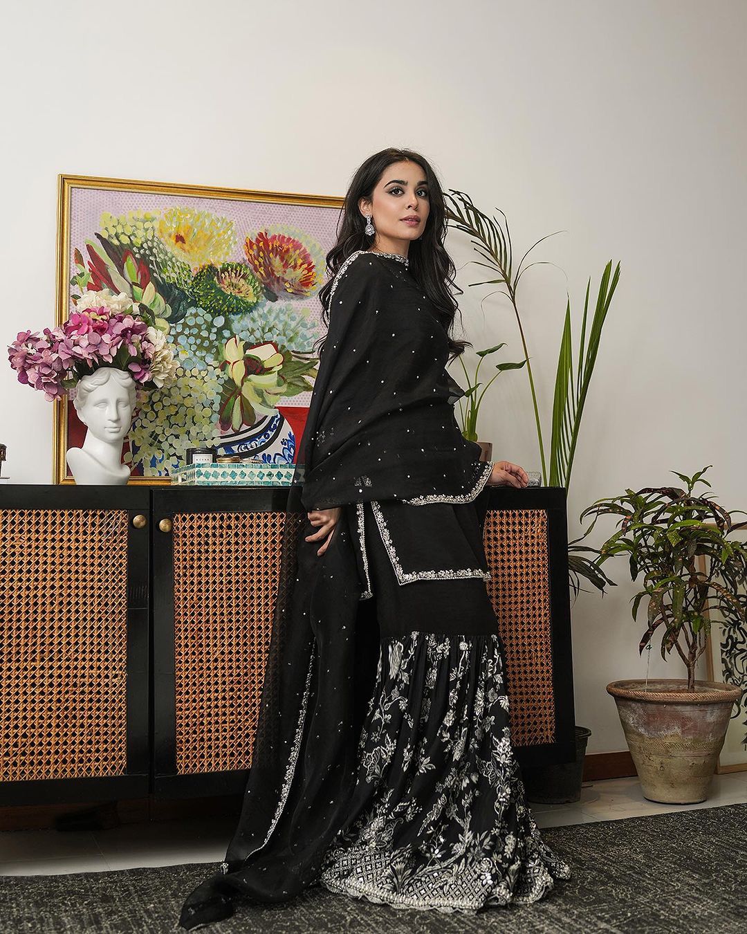 Black Indian Sharara Suit Dress Salwar Kameez