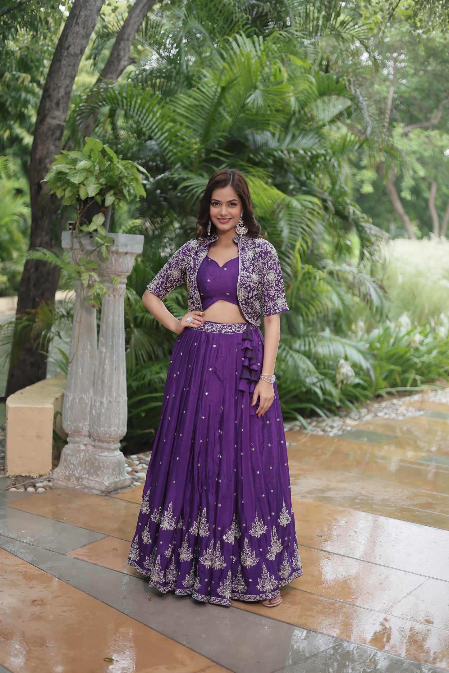 Indowestern Lehenga Choli With Koti For Wedding Readymade