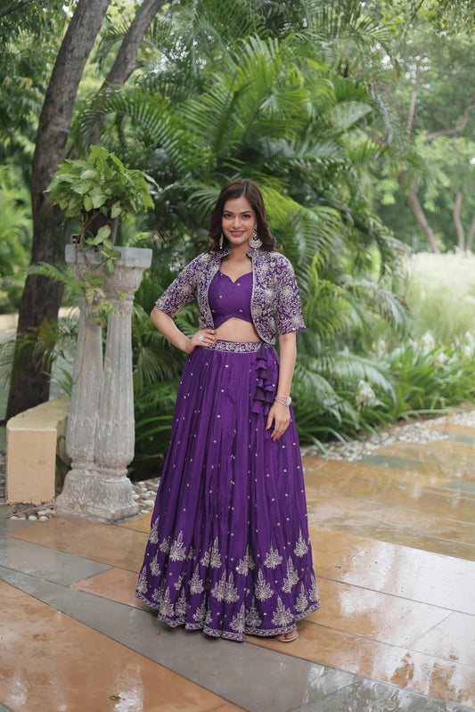 Indowestern Lehenga Choli With Koti For Wedding Readymade