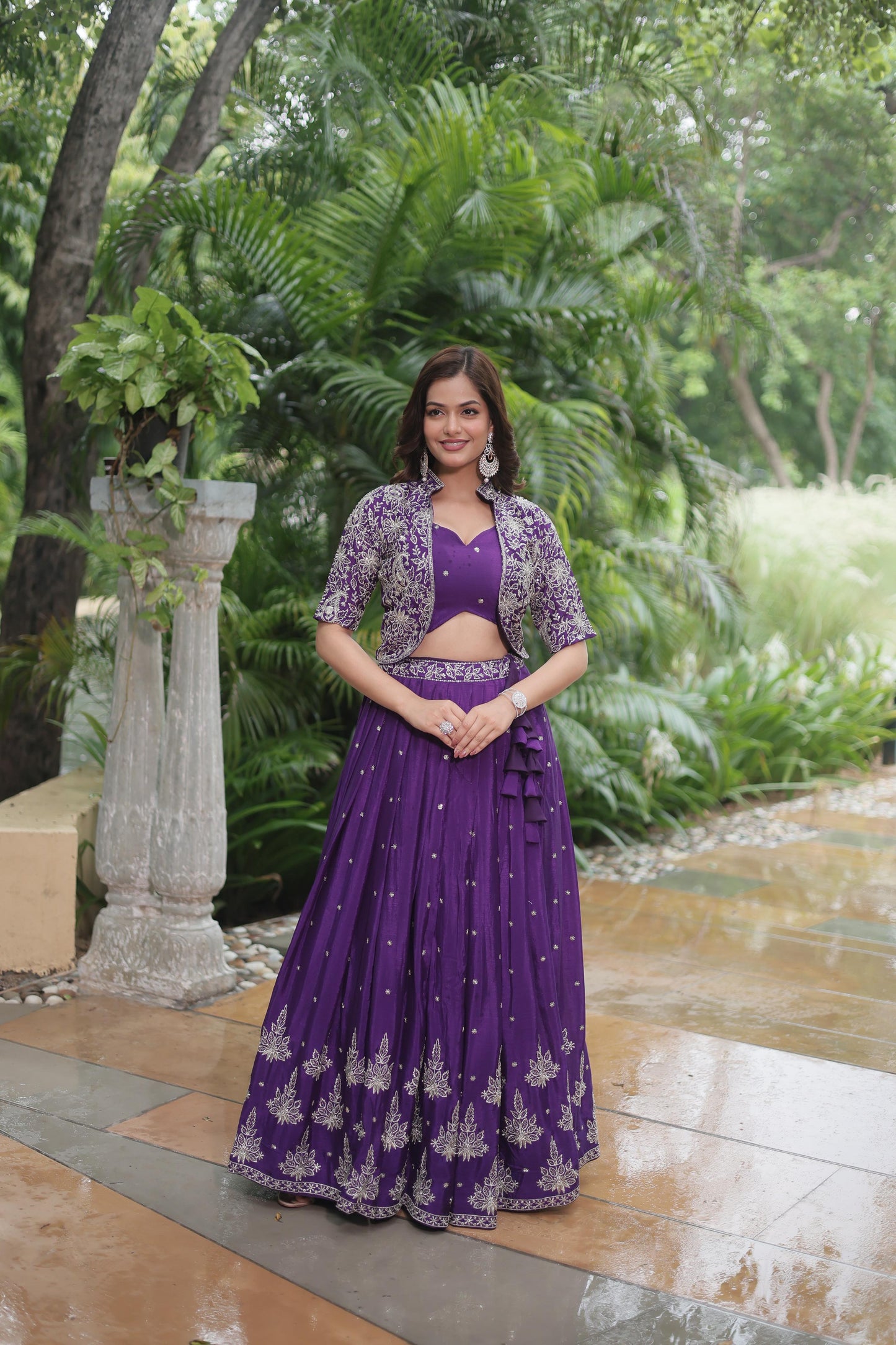 Indowestern Lehenga Choli With Koti For Wedding Readymade