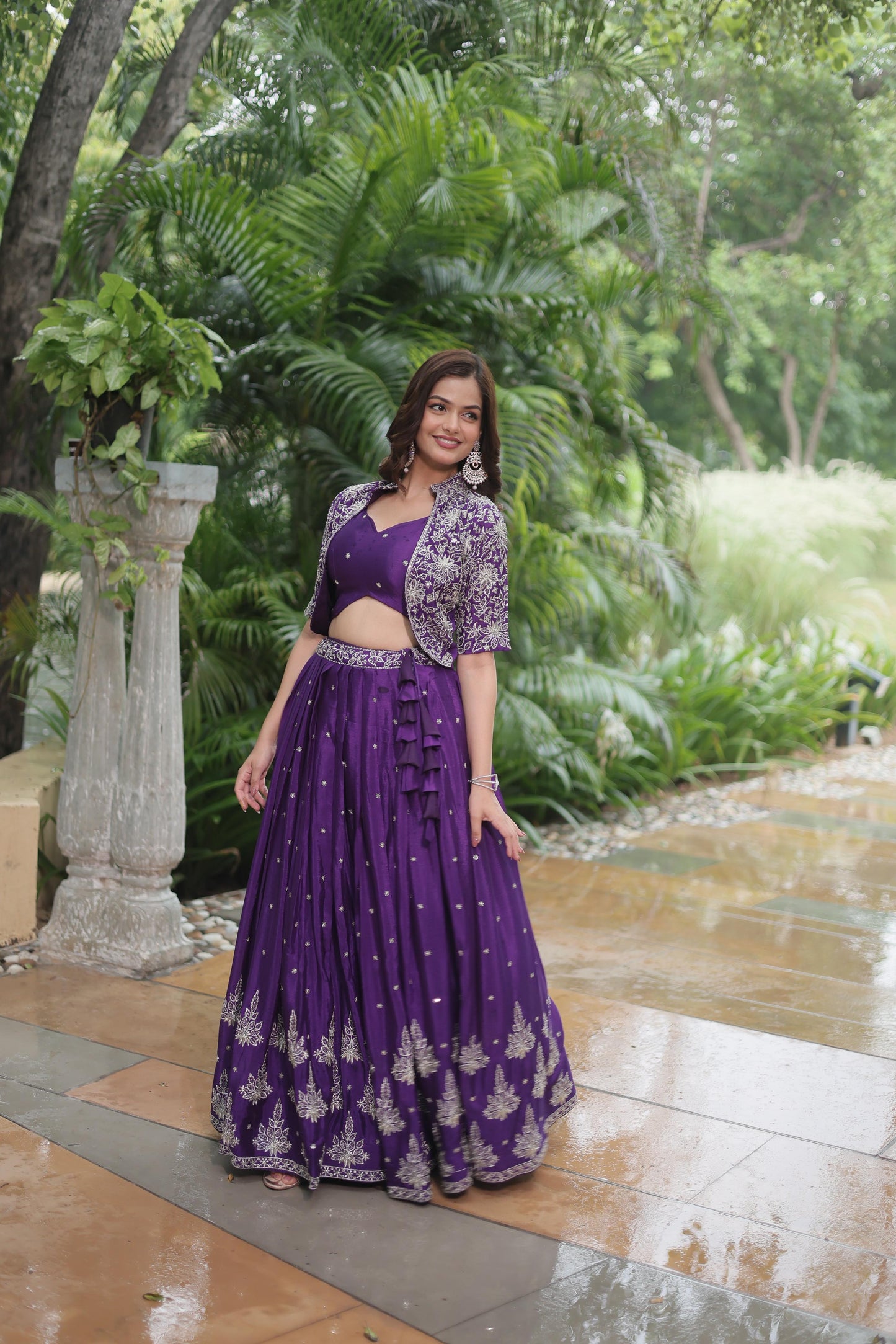 Indowestern Lehenga Choli With Koti For Wedding Readymade