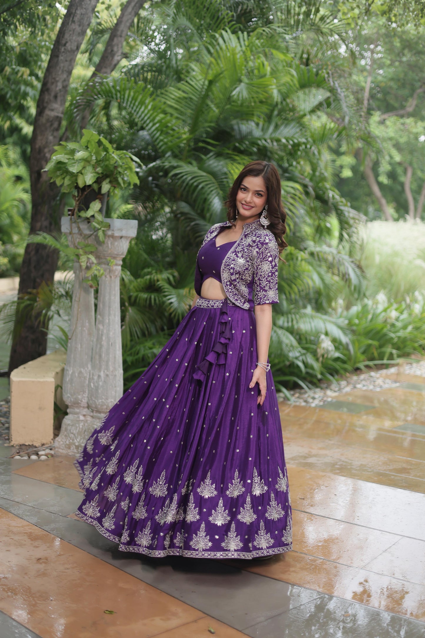 Indowestern Lehenga Choli With Koti For Wedding Readymade