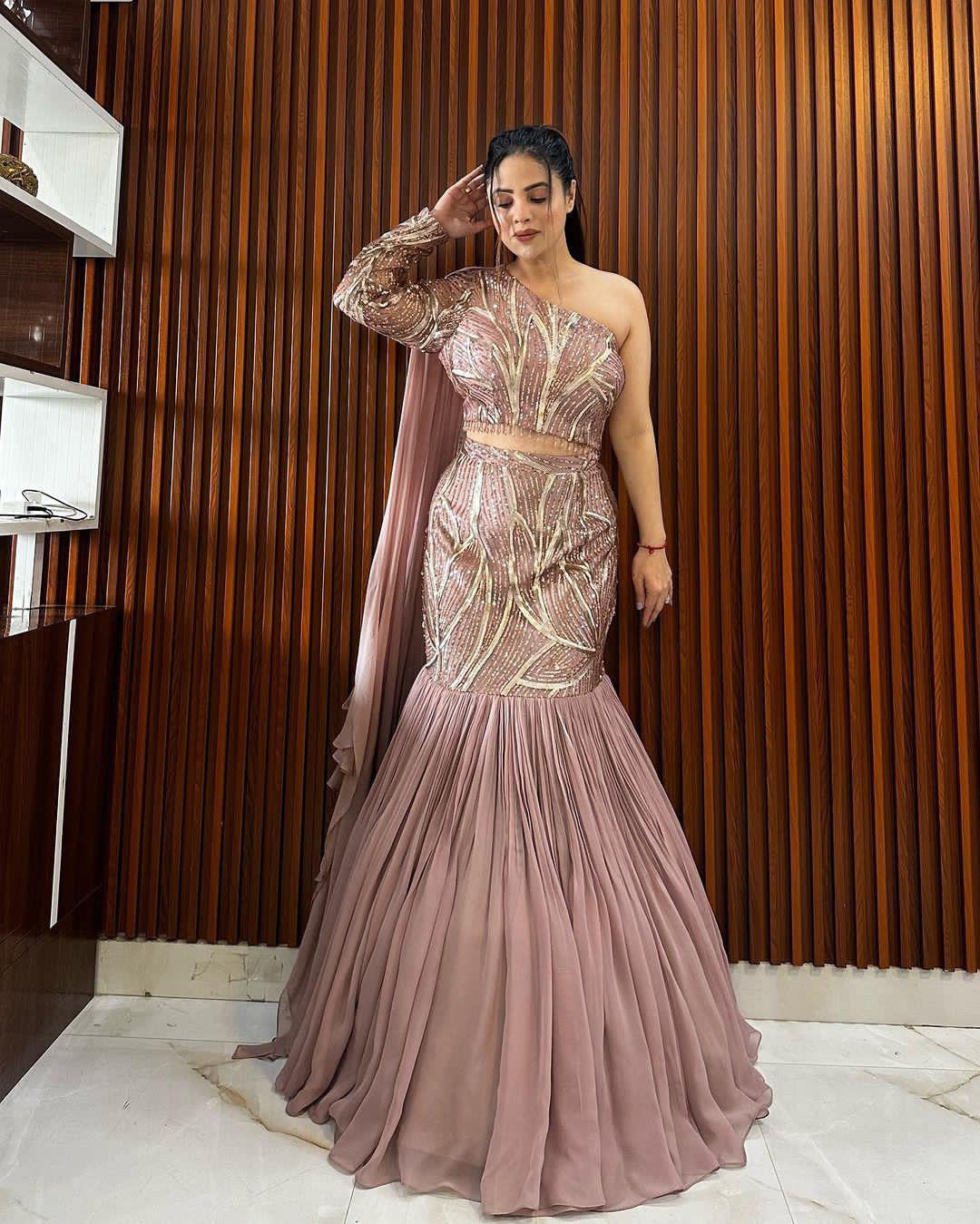 Indowestern Lehenga With Choli And Attached Dupatta Readymade