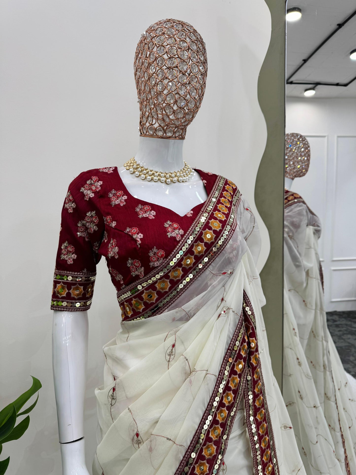 Wedding Wear Saree with stitched blouse Readymade Indian saree