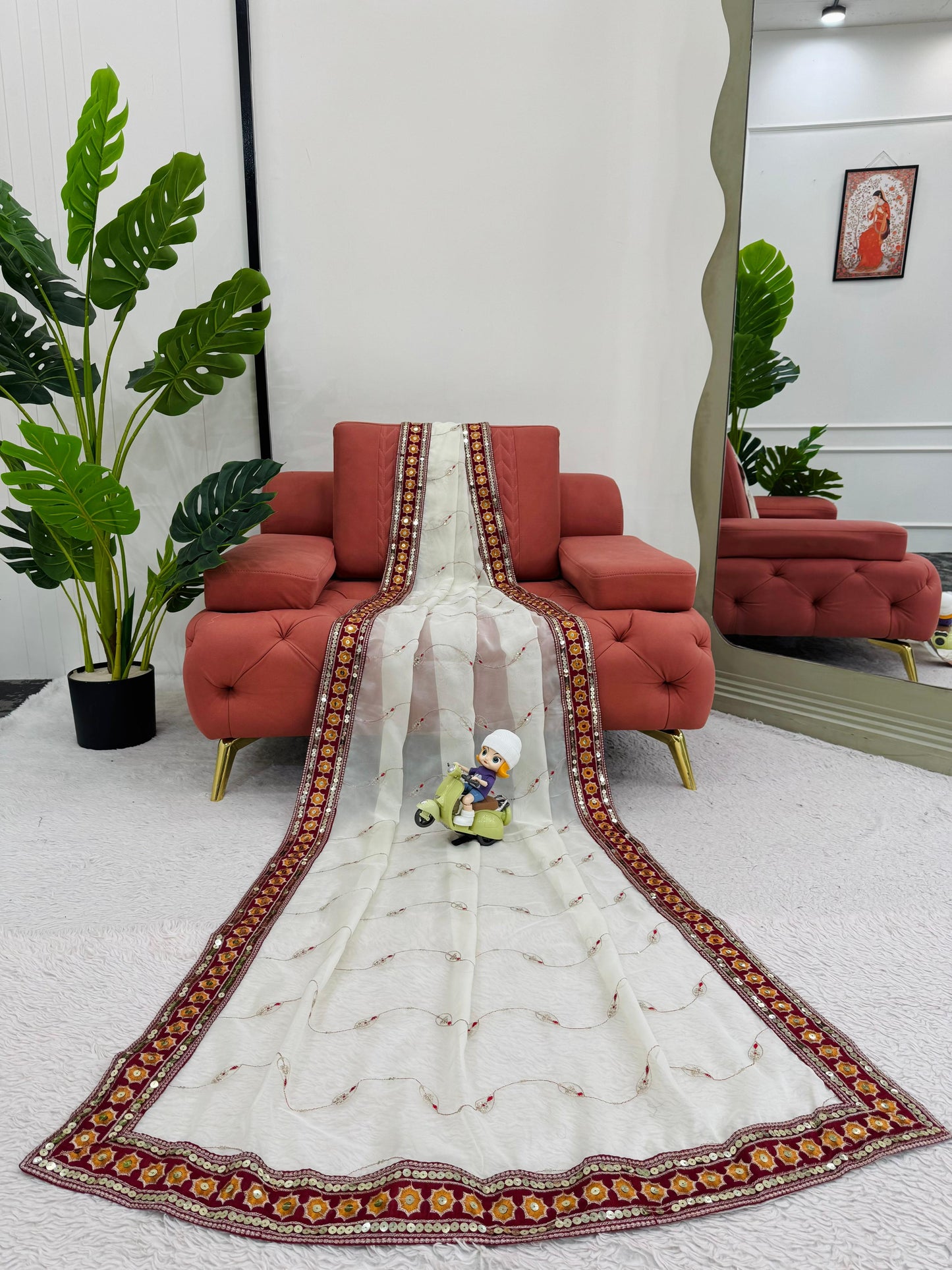 Wedding Wear Saree with stitched blouse Readymade Indian saree