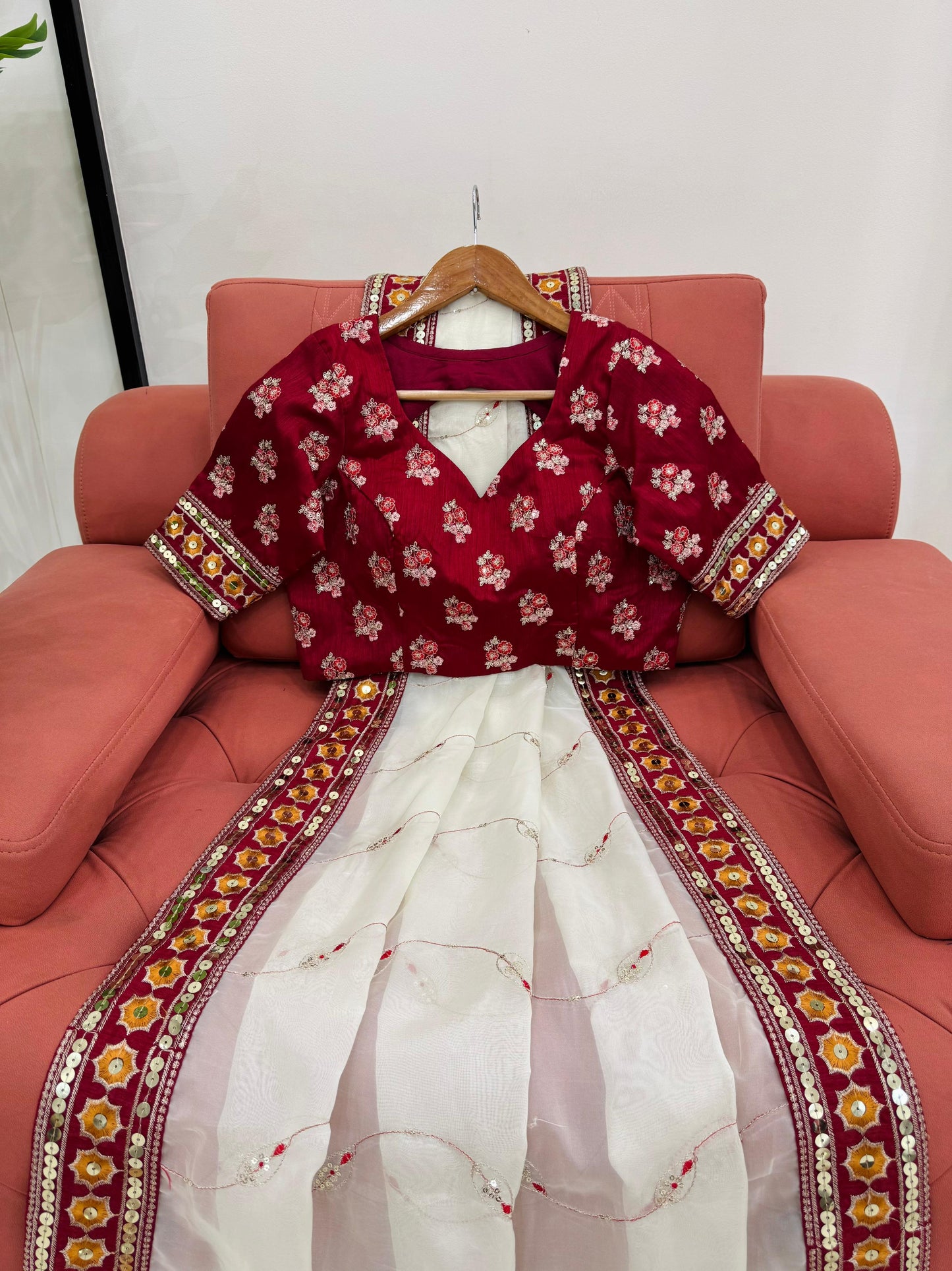 Wedding Wear Saree with stitched blouse Readymade Indian saree