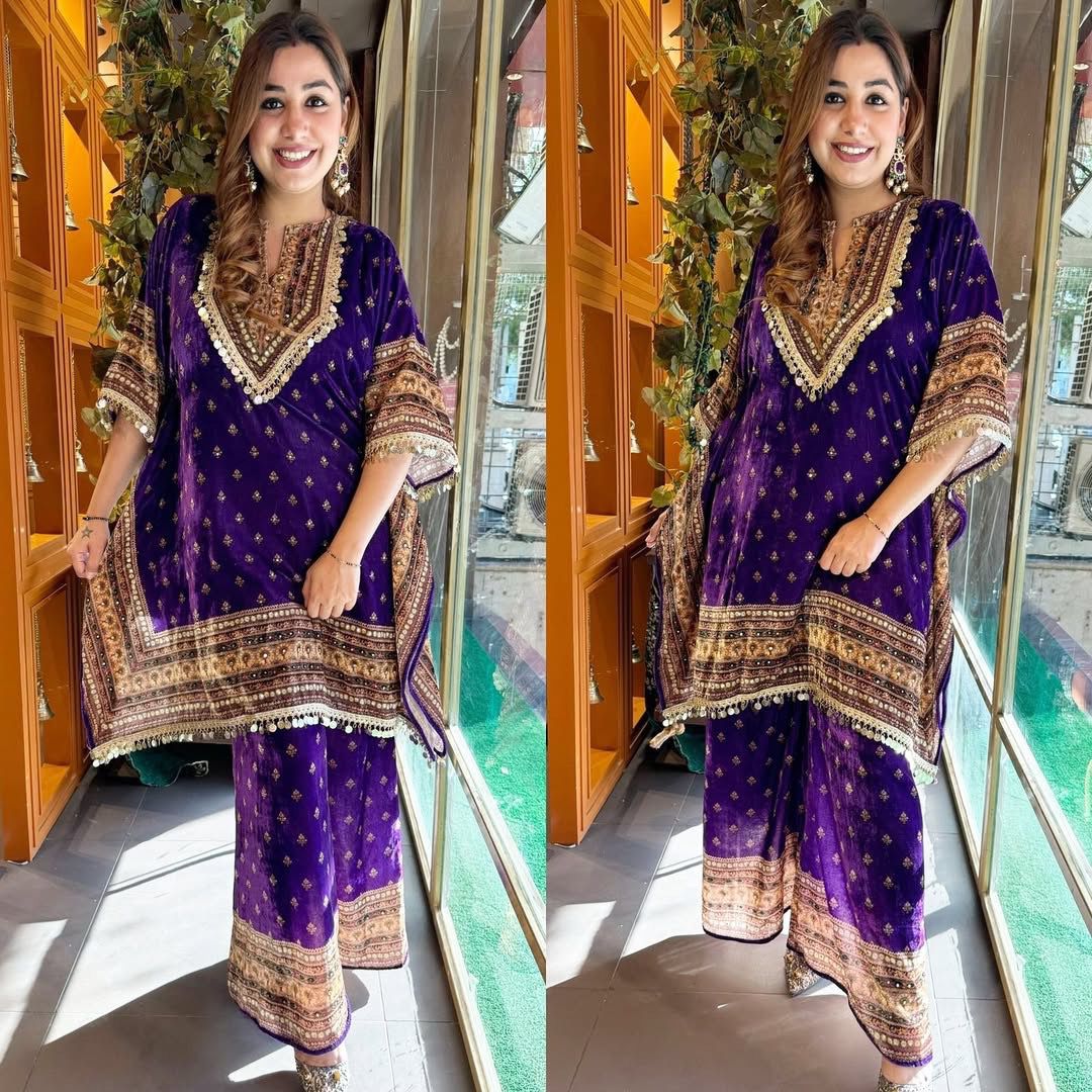 Kaftan Palazzo Suit Set Readymade Pakistani Stitched New Indian Ready To Wear
