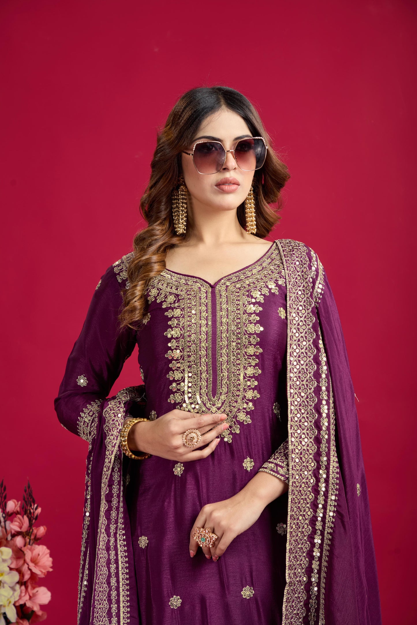 Top-Sharara And Dupatta Set With Fully Stitched Ready To Wear Collection Dress Readymade