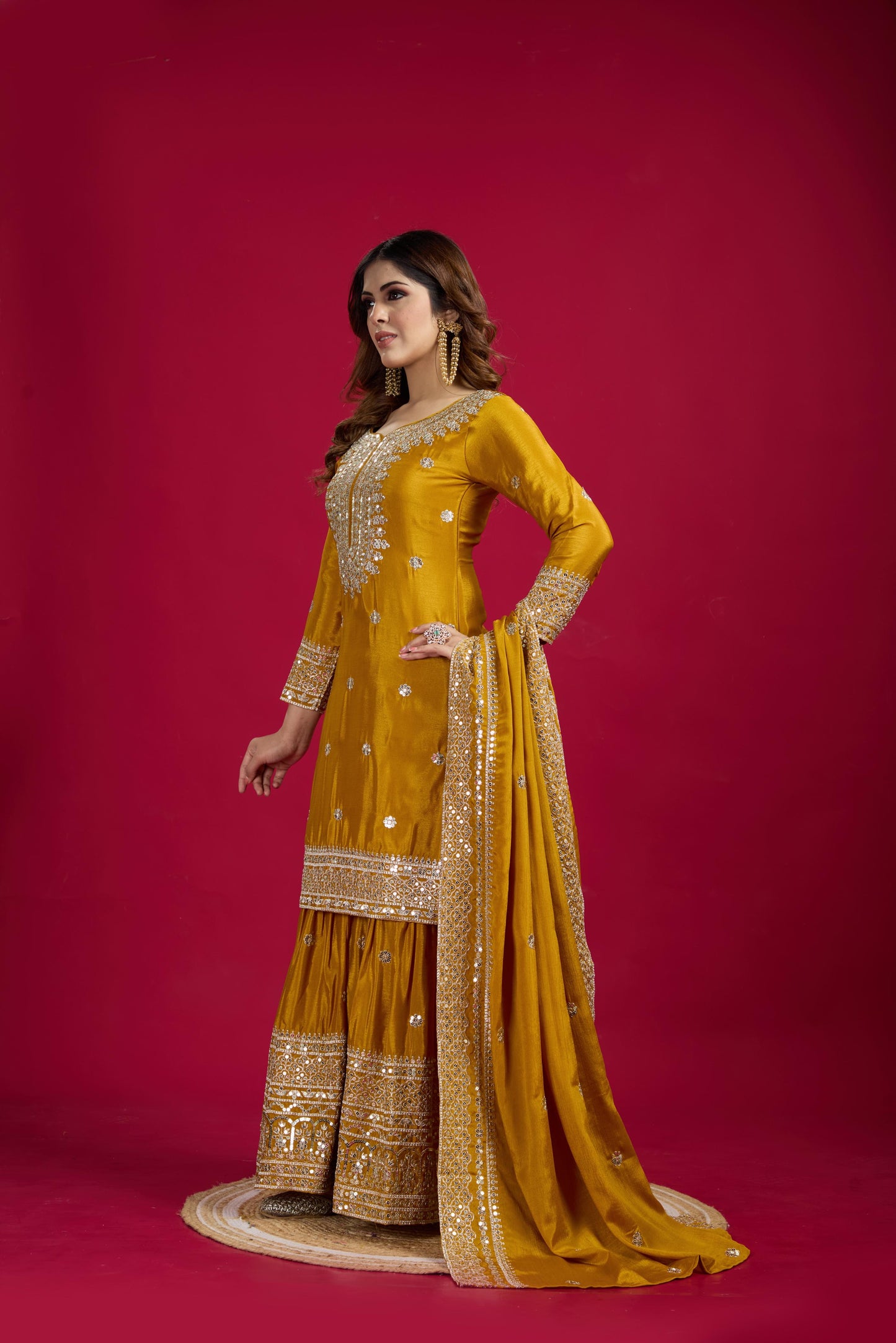 Top-Sharara And Dupatta Set With Fully Stitched Ready To Wear Collection Dress Readymade