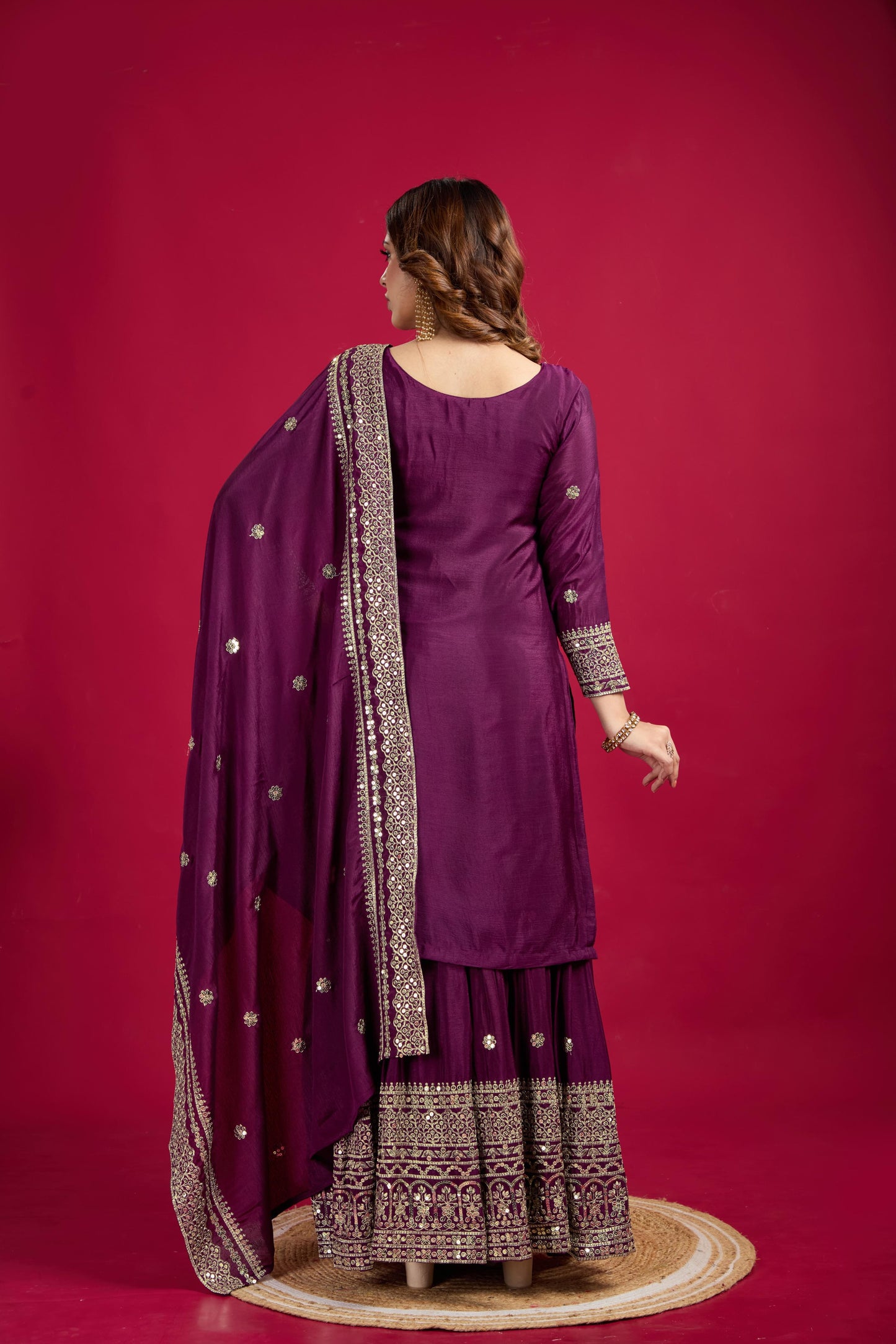Top-Sharara And Dupatta Set With Fully Stitched Ready To Wear Collection Dress Readymade