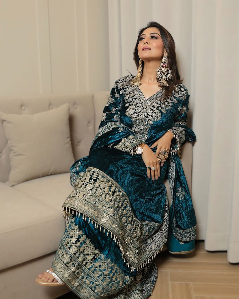 Palazzo Suit Set Blue Salwar Kameez Readymade Stitched New Indian Ready To Wear Wedding Salwar Suit