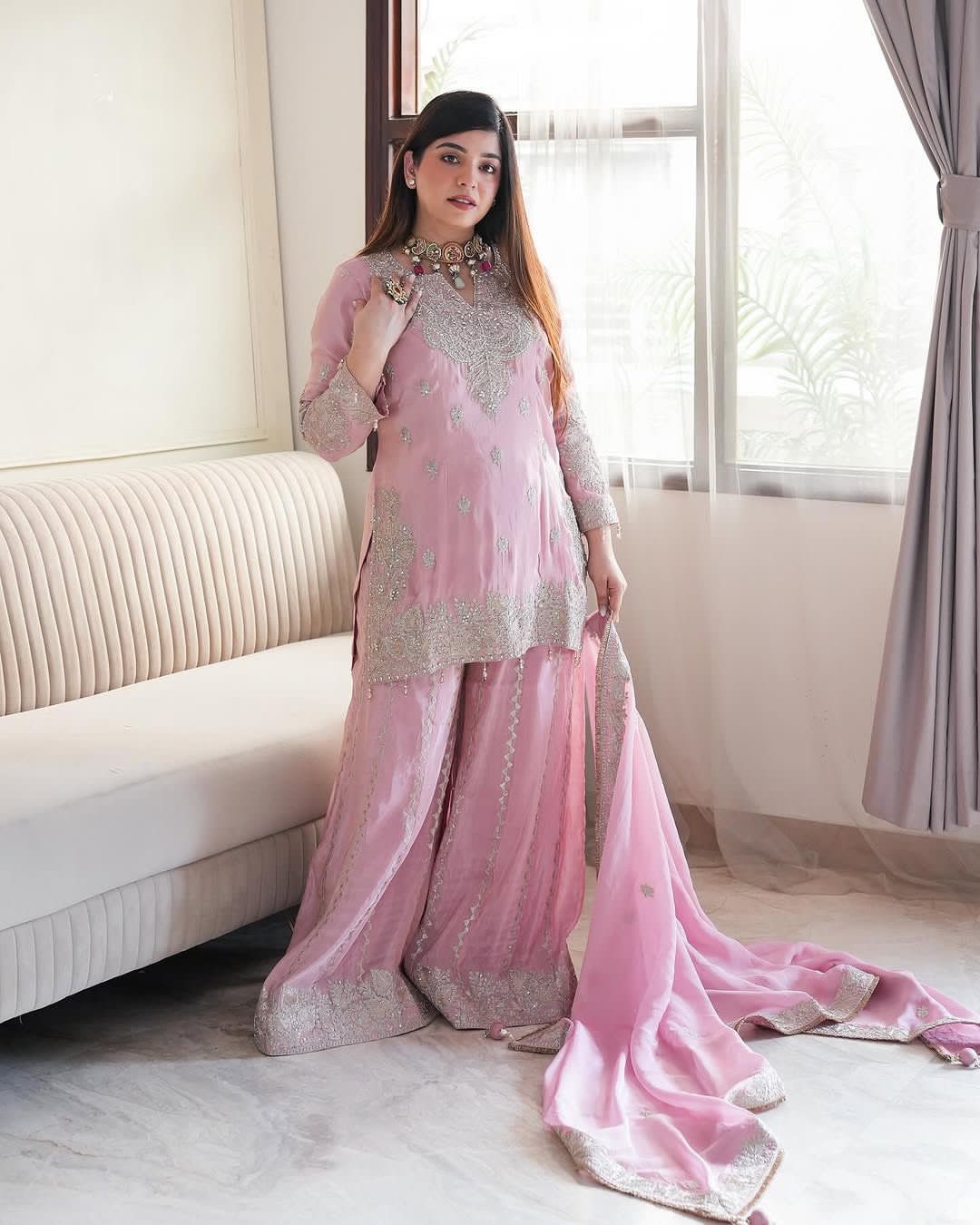 Yellow Pink Salwar Kameez Readymade Stitched New Indian Ready To Wear Wedding Festival Salwar Suit