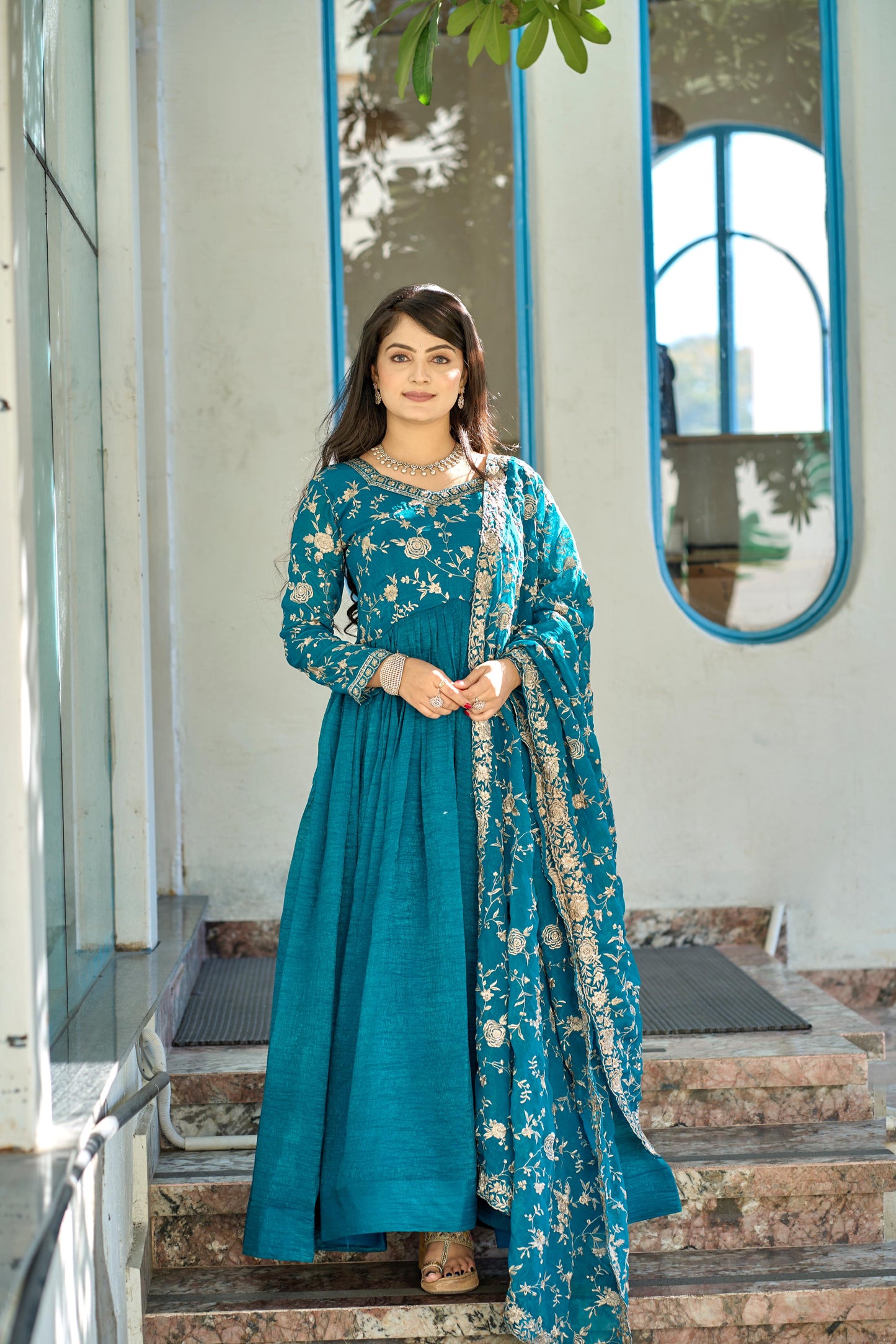 Readymade Anarkali Gown With Dupatta For Wedding Women Partywear Ready to wear
