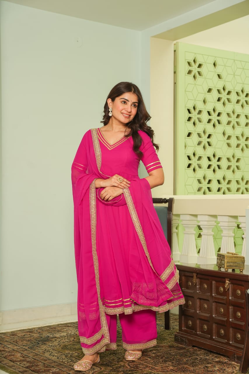 Pink Georgette Anarkali Full Flair Indian Salwar kameez
