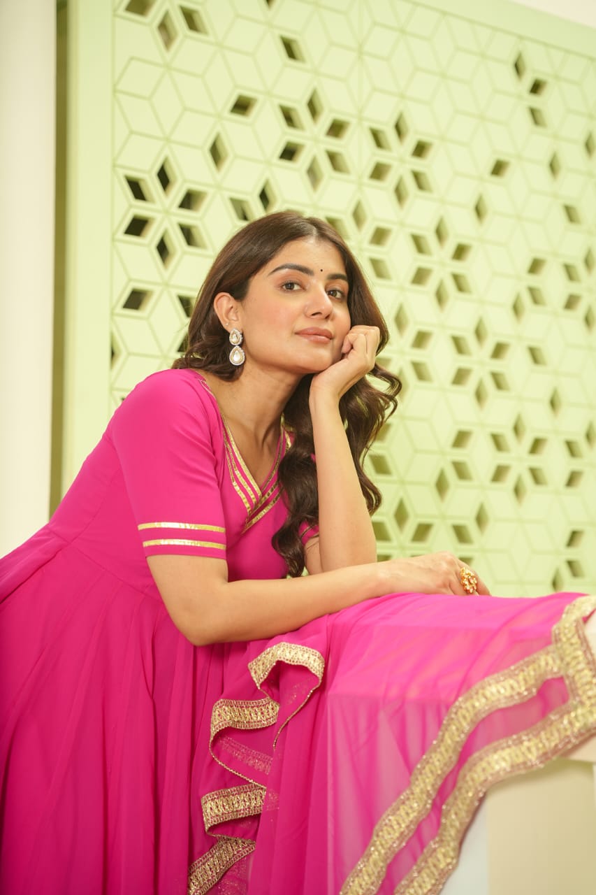 Pink Georgette Anarkali Full Flair Indian Salwar kameez