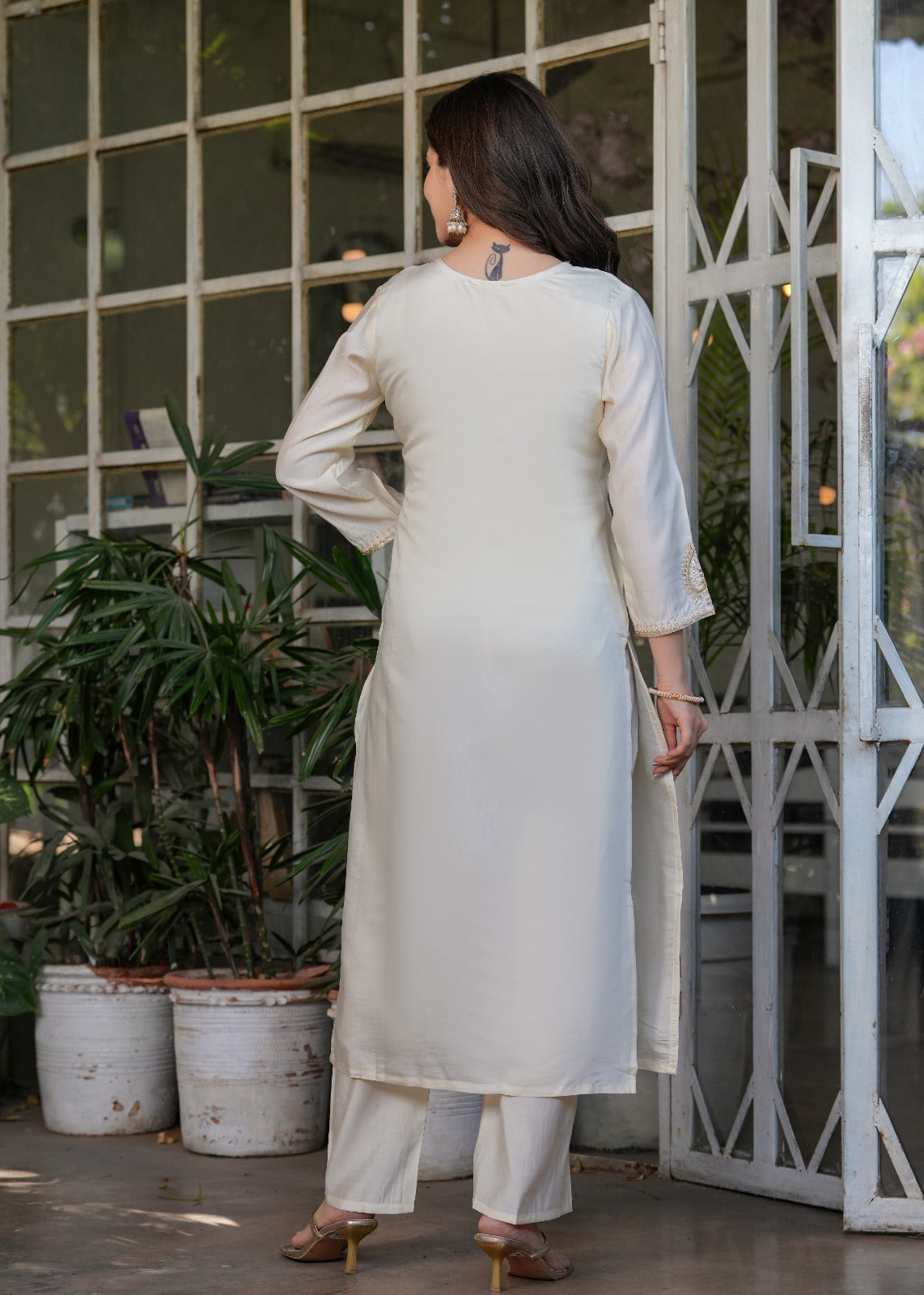 White Ready To Wear Salwar Kameez Indian Dress Suit Set