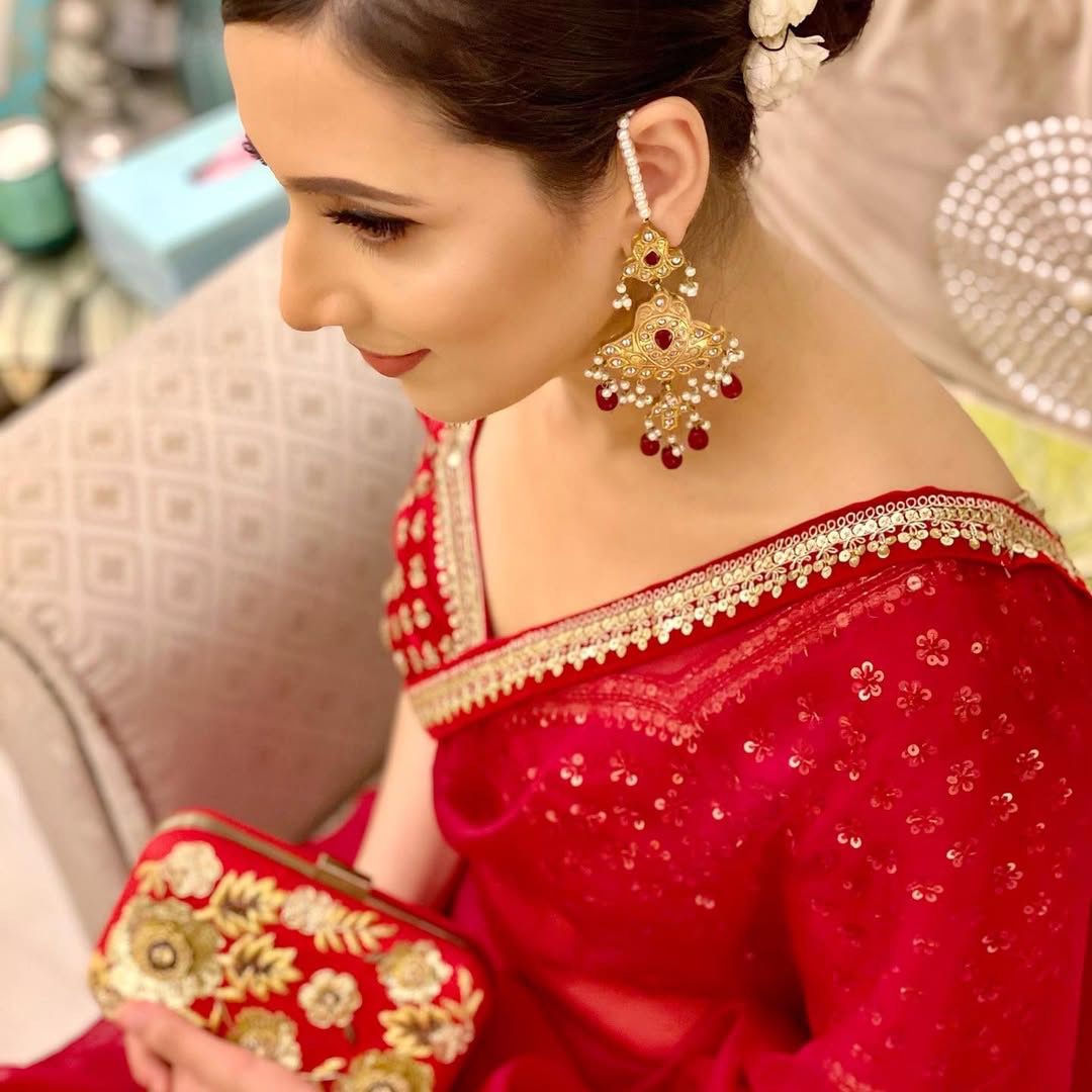 Red Designer Wedding saree with stitched blouse Partywear Ready To Wear Saree