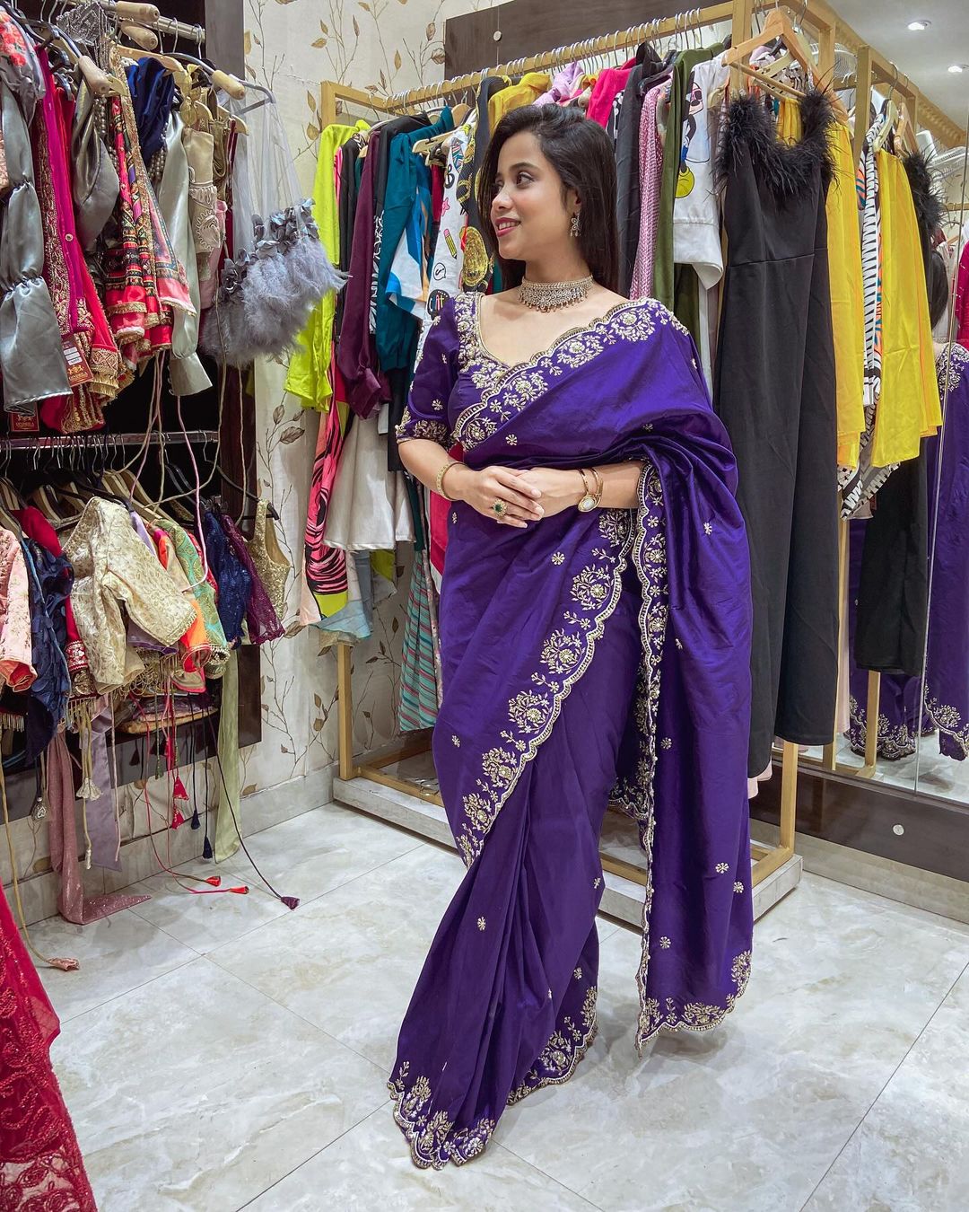 Readymade Designer wedding sarees with stitched blouse Partywear