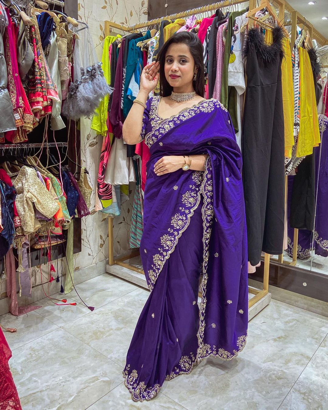 Readymade Designer wedding sarees with stitched blouse Partywear