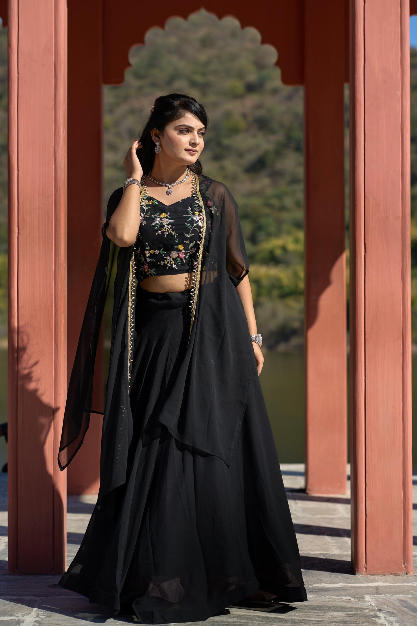 Trending Indowestern Lehenga Choli with Shrug koti for wedding
