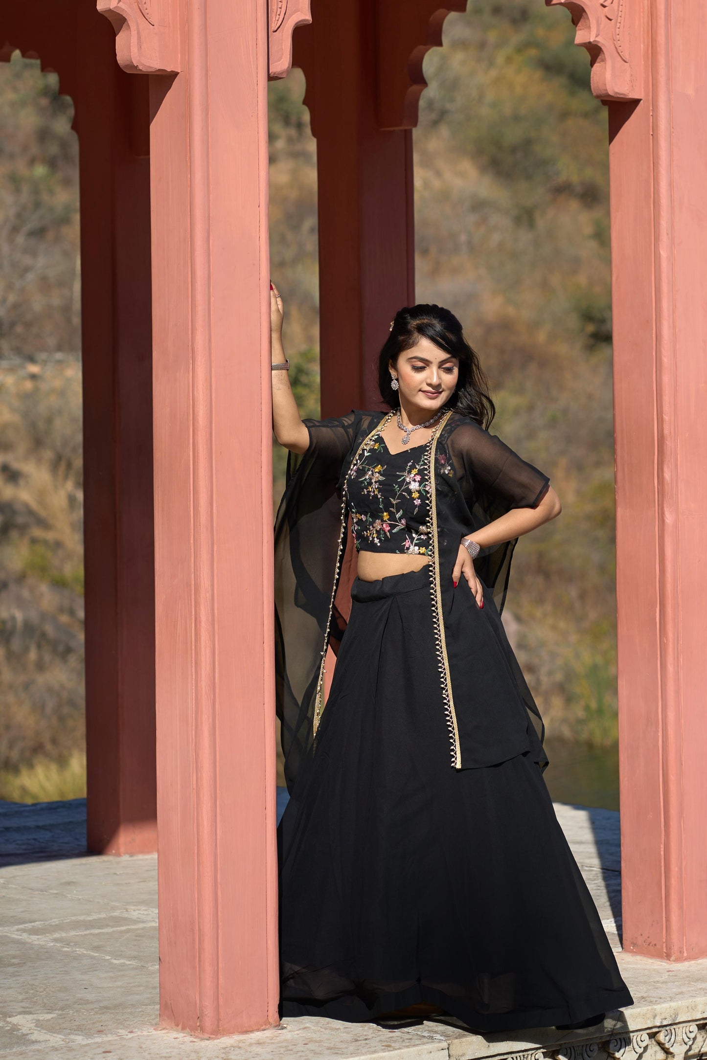 Trending Indowestern Lehenga Choli with Shrug koti for wedding