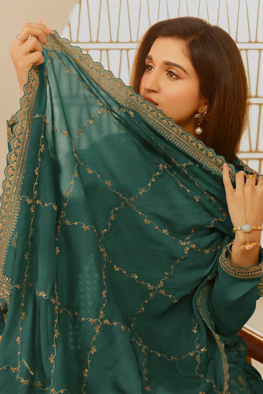 Green Palazzo Suit Set Ready to wear Salwar kameez Indian