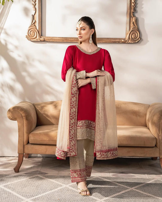 Red pakistani salwar kameez Indian Readymade dress for wedding