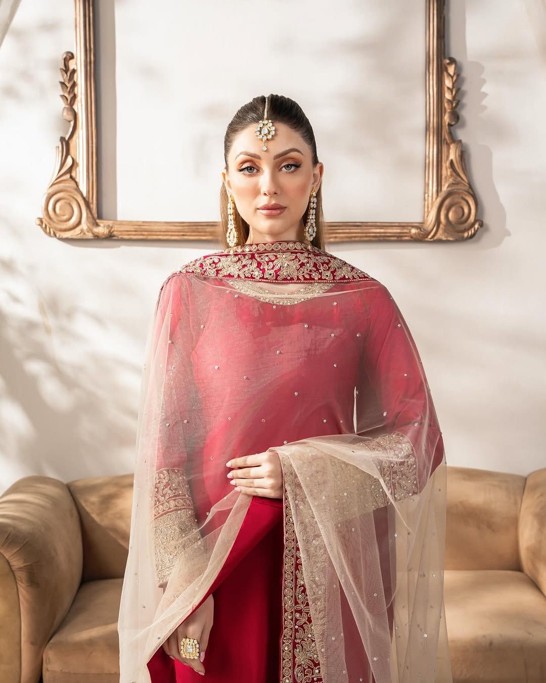 Red pakistani salwar kameez Indian Readymade dress for wedding