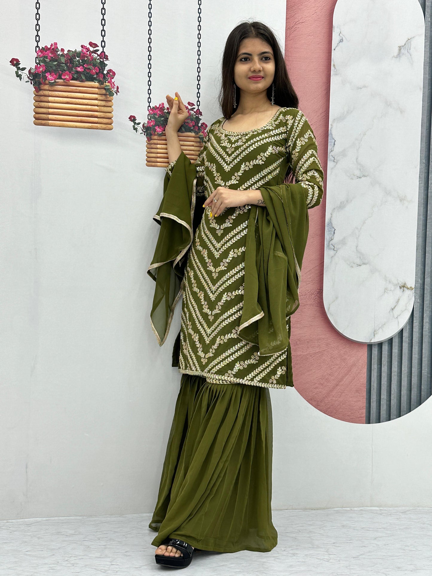 Ready To Wear Sharara suit set Salwar Kameez Readymade Indian Dress