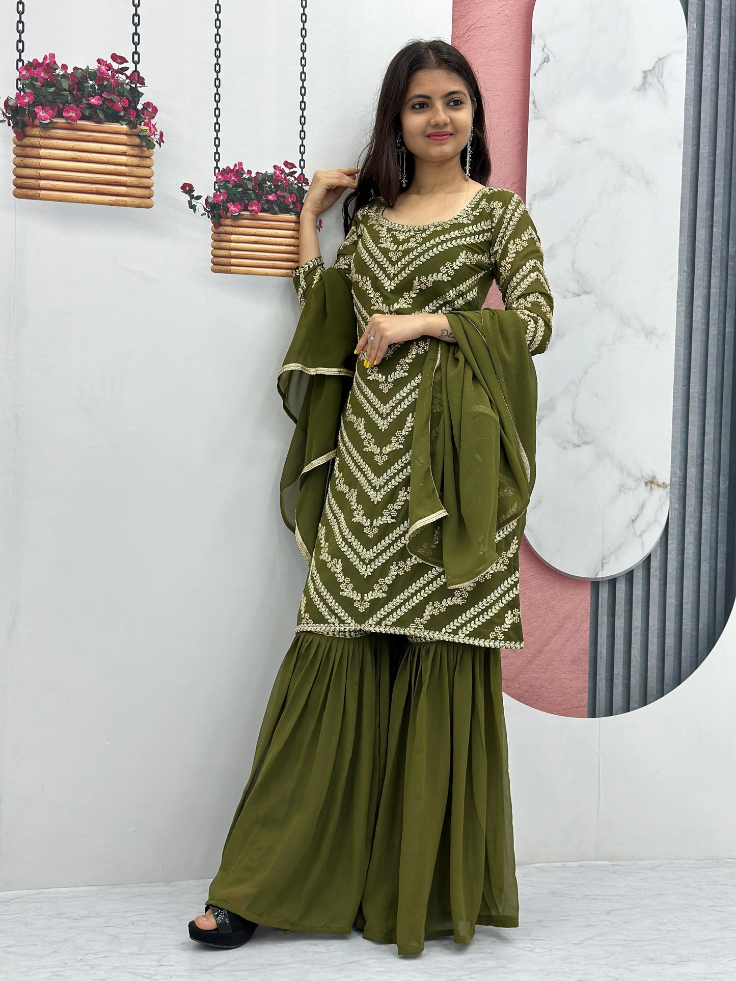 Ready To Wear Sharara suit set Salwar Kameez Readymade Indian Dress