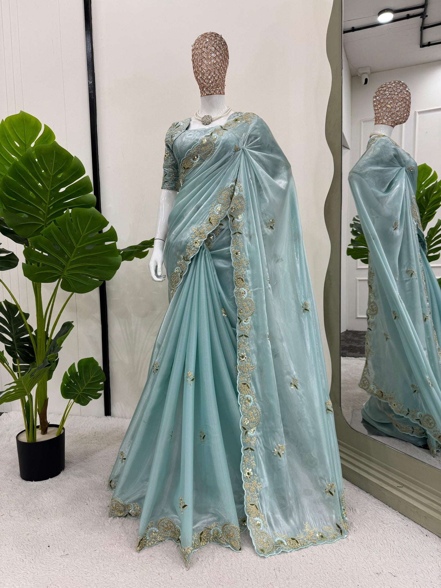 Readymade Designer Partywear sarees with stitched blouse New Ready To Wear Wedding saree