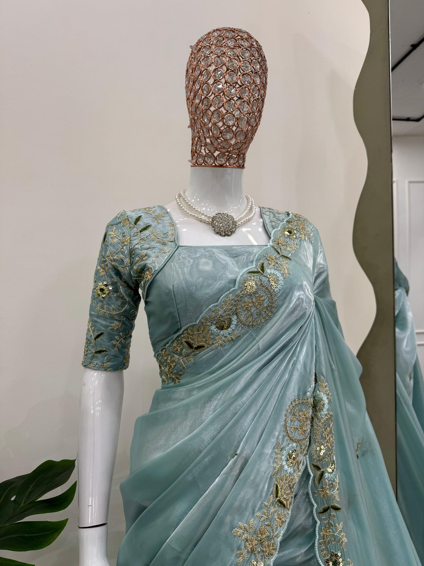 Readymade Designer Partywear sarees with stitched blouse New Ready To Wear Wedding saree