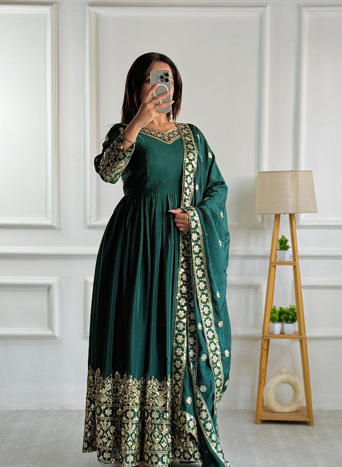 Green Salwar Kameez set anarkali Full Flair Indian Dress
