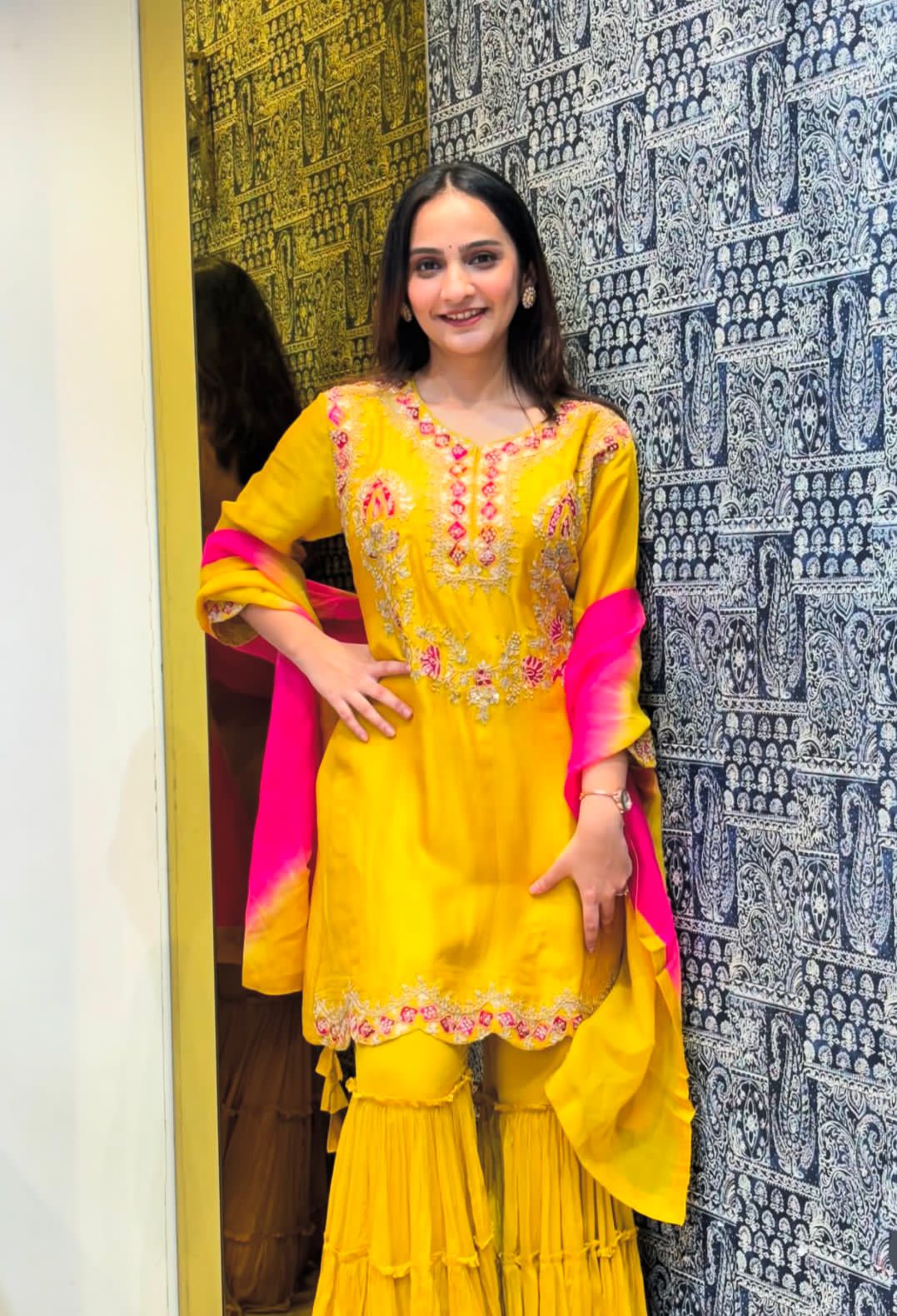 Yellow Sharara Suit Set Readymade Indian wedding dress salwar Kameez