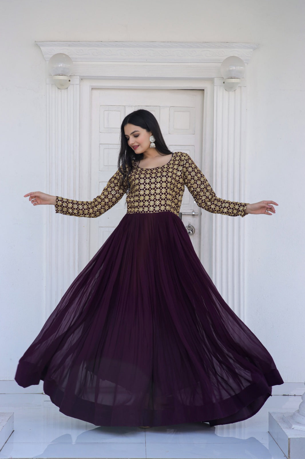 Anarkali Full length Flaired wedding gown dress Readymade Indian Dress