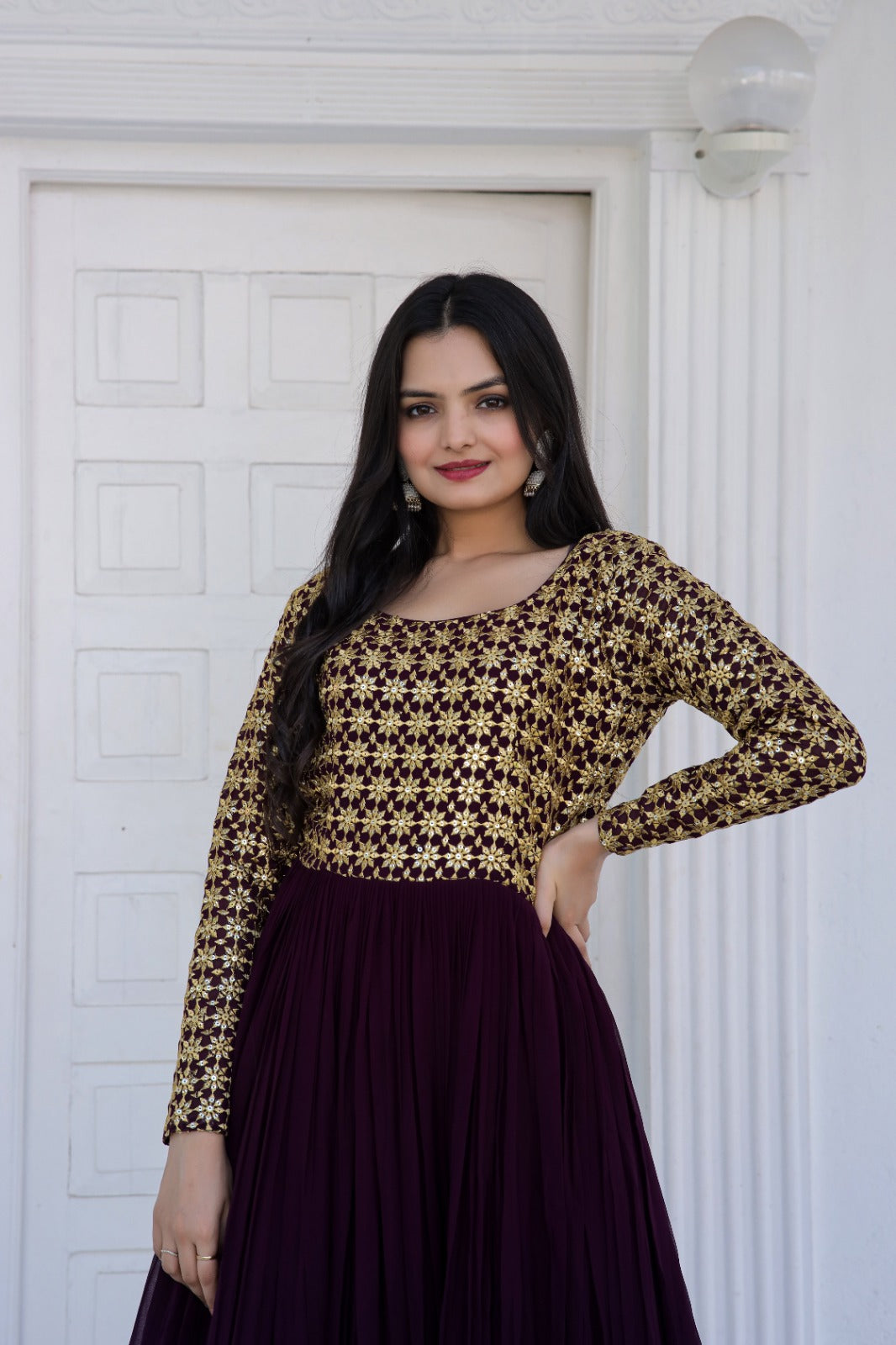 Anarkali Full length Flaired wedding gown dress Readymade Indian Dress