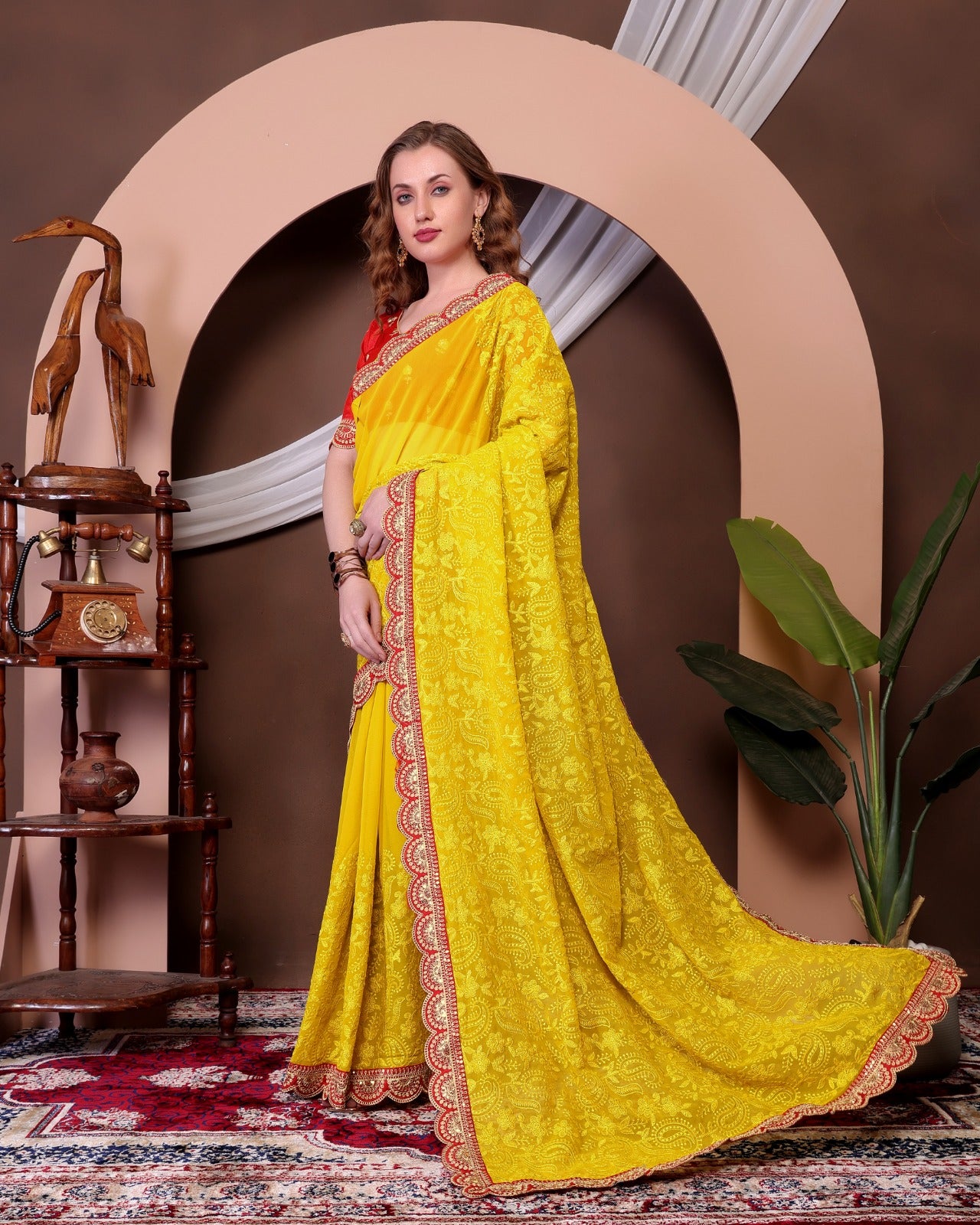 Wedding Readymade Designer Partywear sarees with stitched blouse Ready To Wear