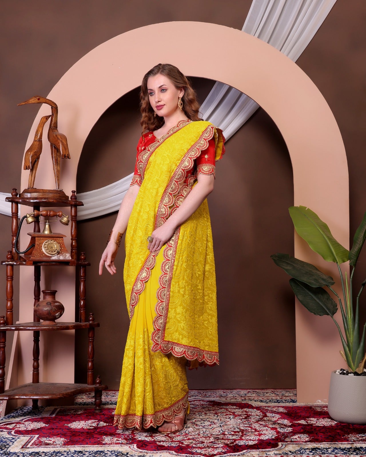 Wedding Readymade Designer Partywear sarees with stitched blouse Ready To Wear