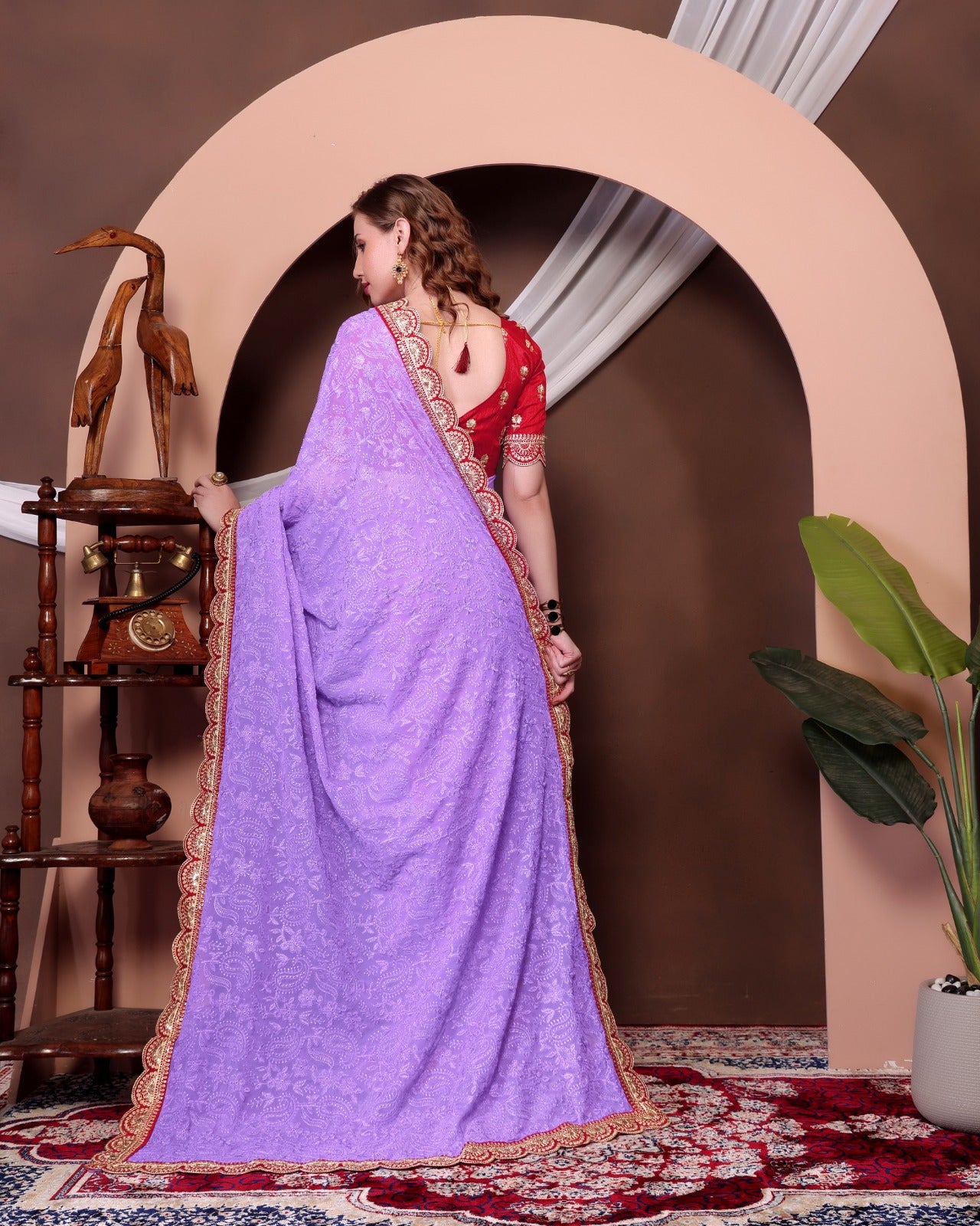 Wedding Readymade Designer Partywear sarees with stitched blouse Ready To Wear
