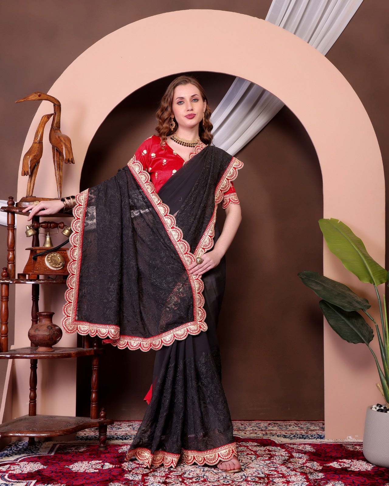 Wedding Readymade Designer Partywear sarees with stitched blouse Ready To Wear