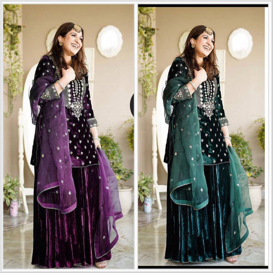 Readymade Palazzo Suit set Velvet Readymade Indian Pakistani dress
