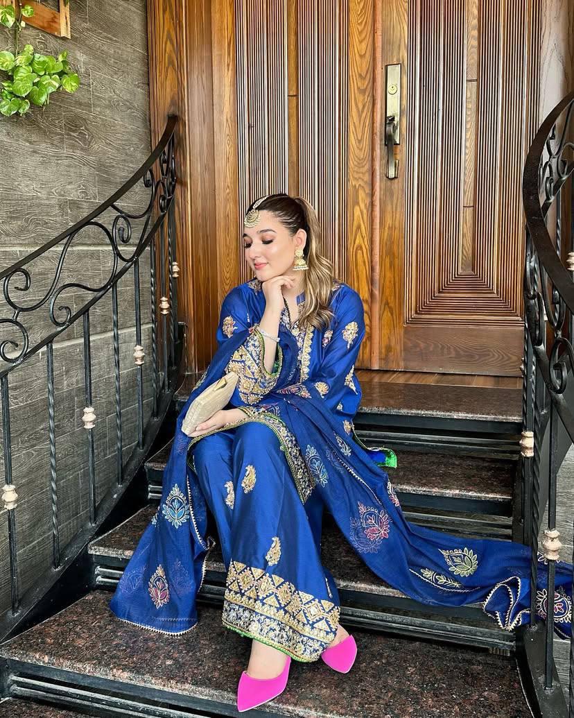 Blue Readymade Palazzo Suit Set stitched Indian dress salwar kameez