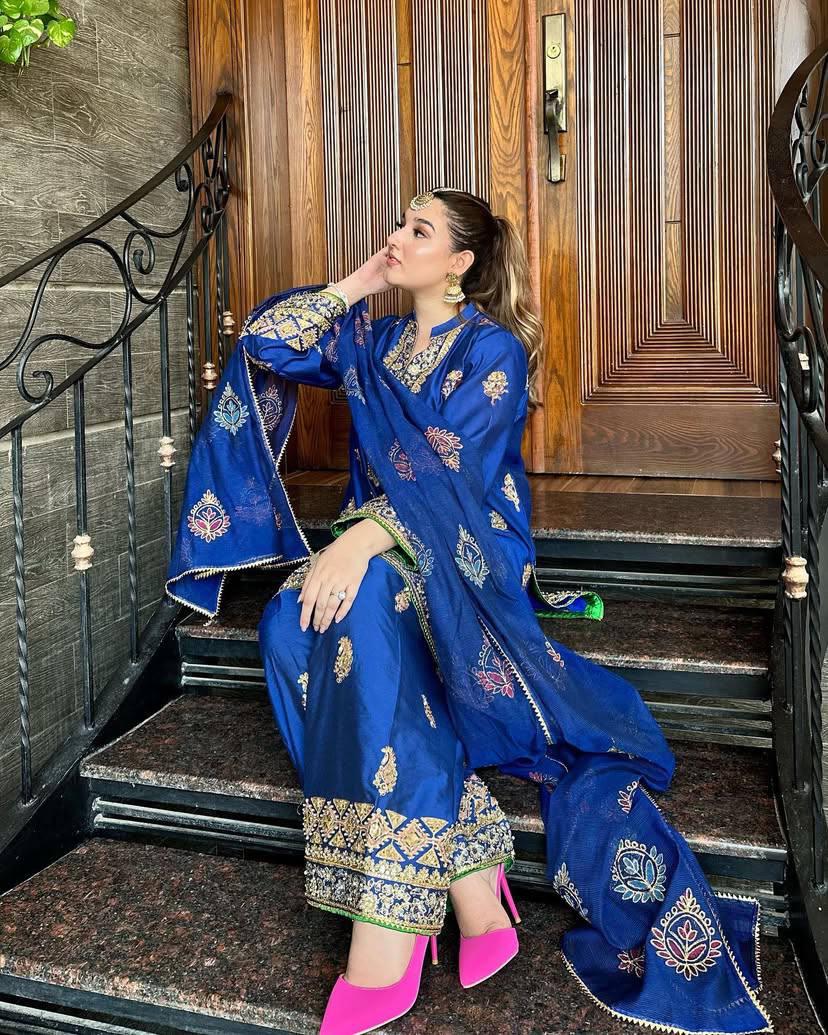 Blue Readymade Palazzo Suit Set stitched Indian dress salwar kameez