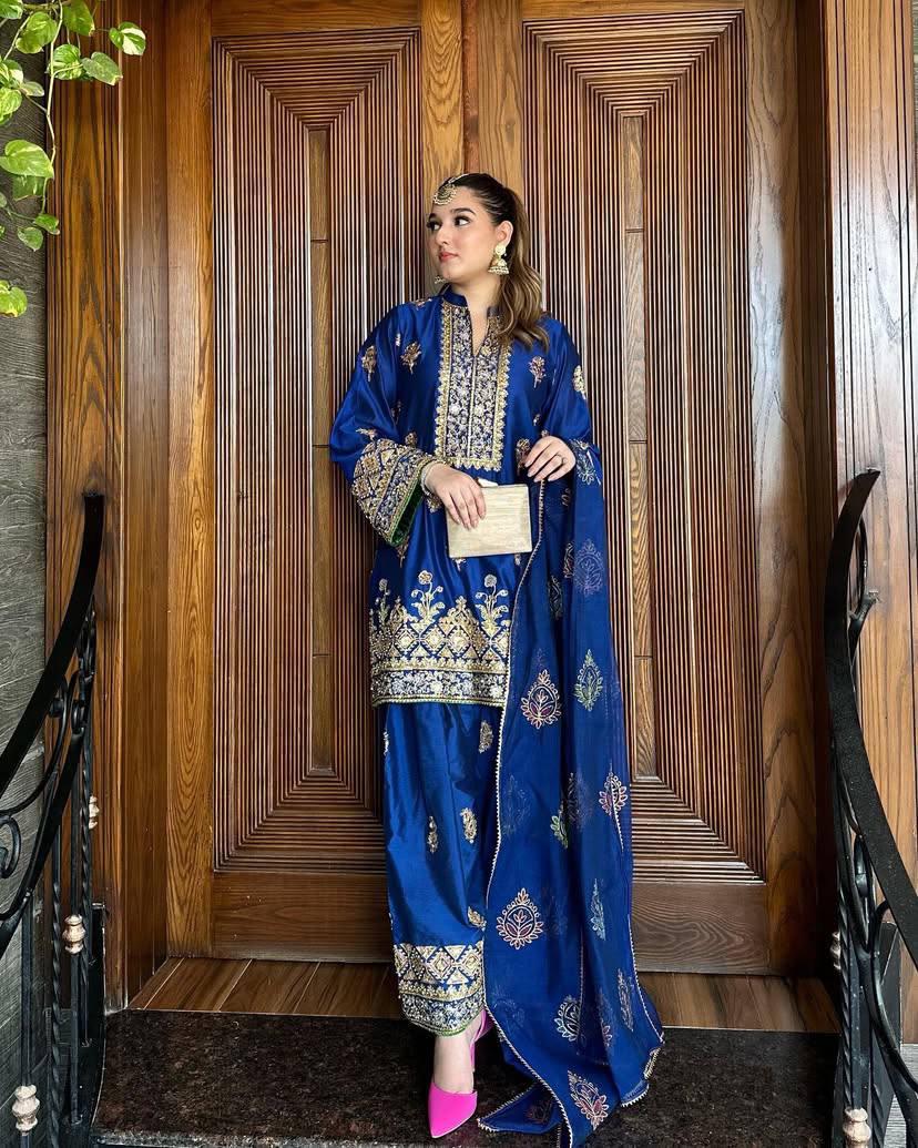 Blue Readymade Palazzo Suit Set stitched Indian dress salwar kameez