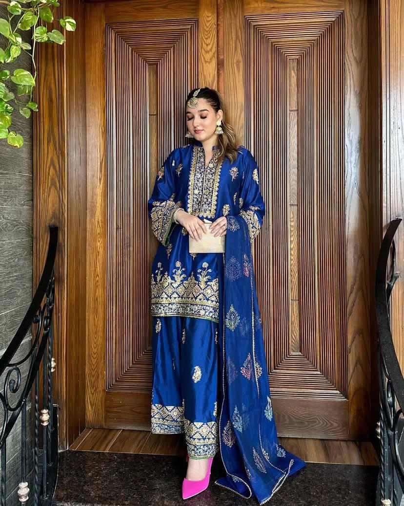 Blue Readymade Palazzo Suit Set stitched Indian dress salwar kameez