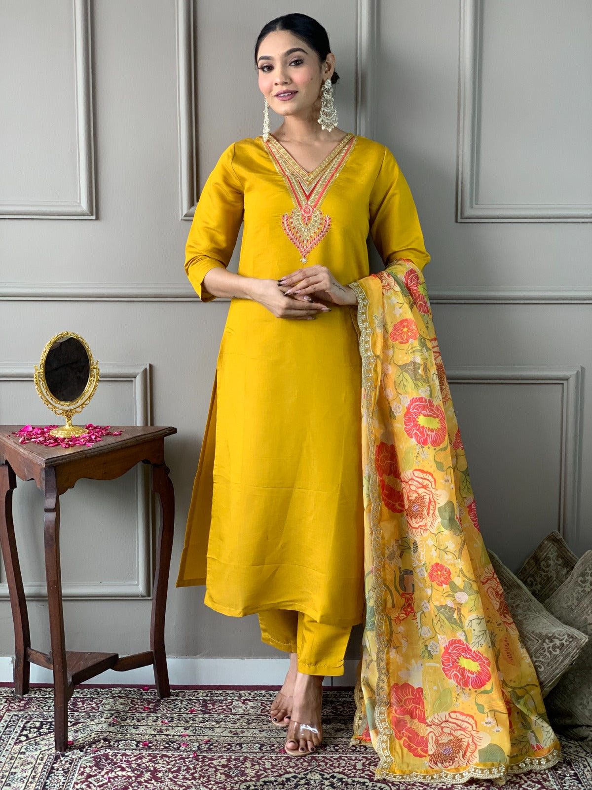 Yellow haldi wedding salwar kameez Indian dress suit