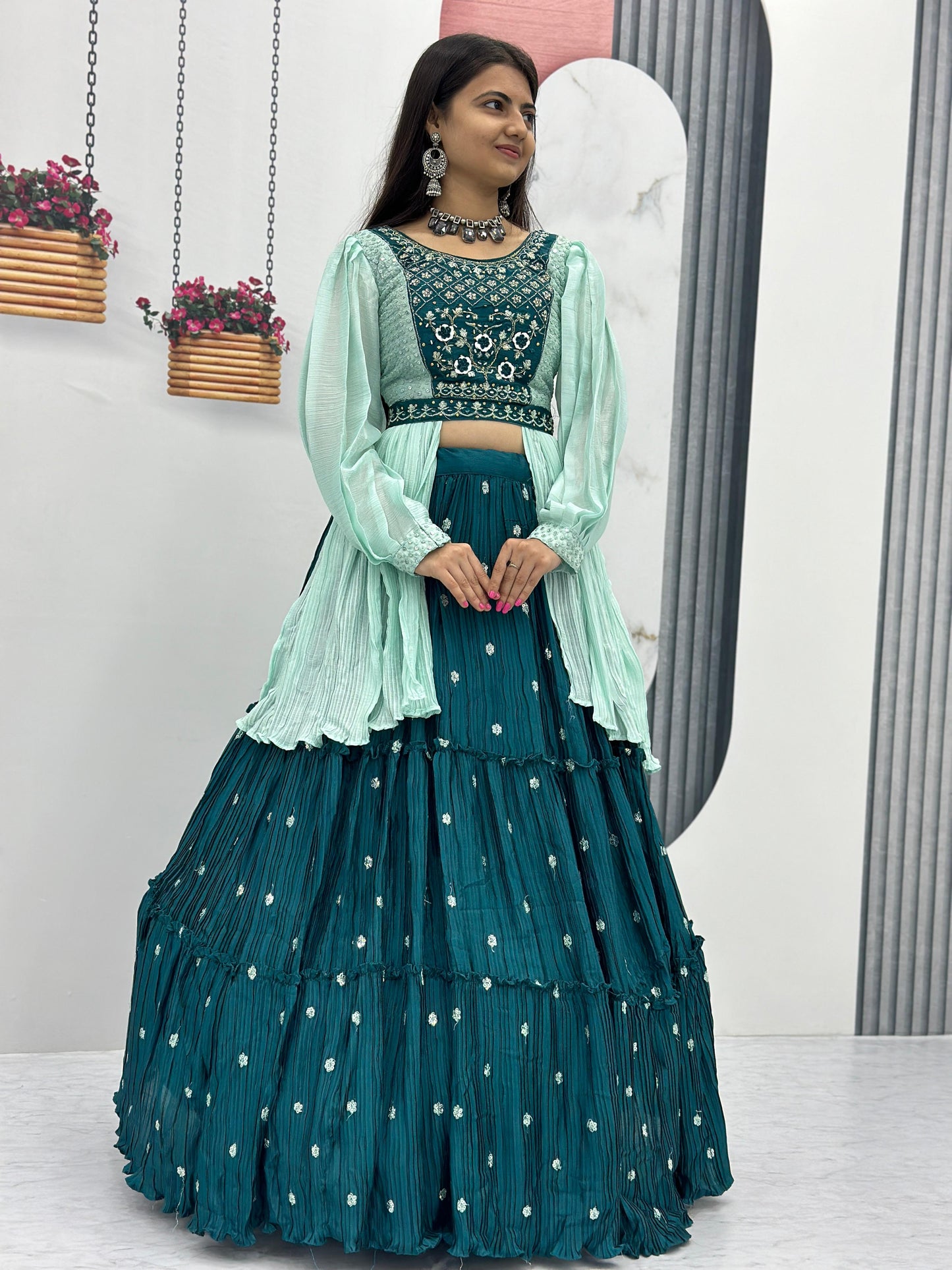 Indowestern crop top Lehenga for wedding Readymade Indian lehenga dress